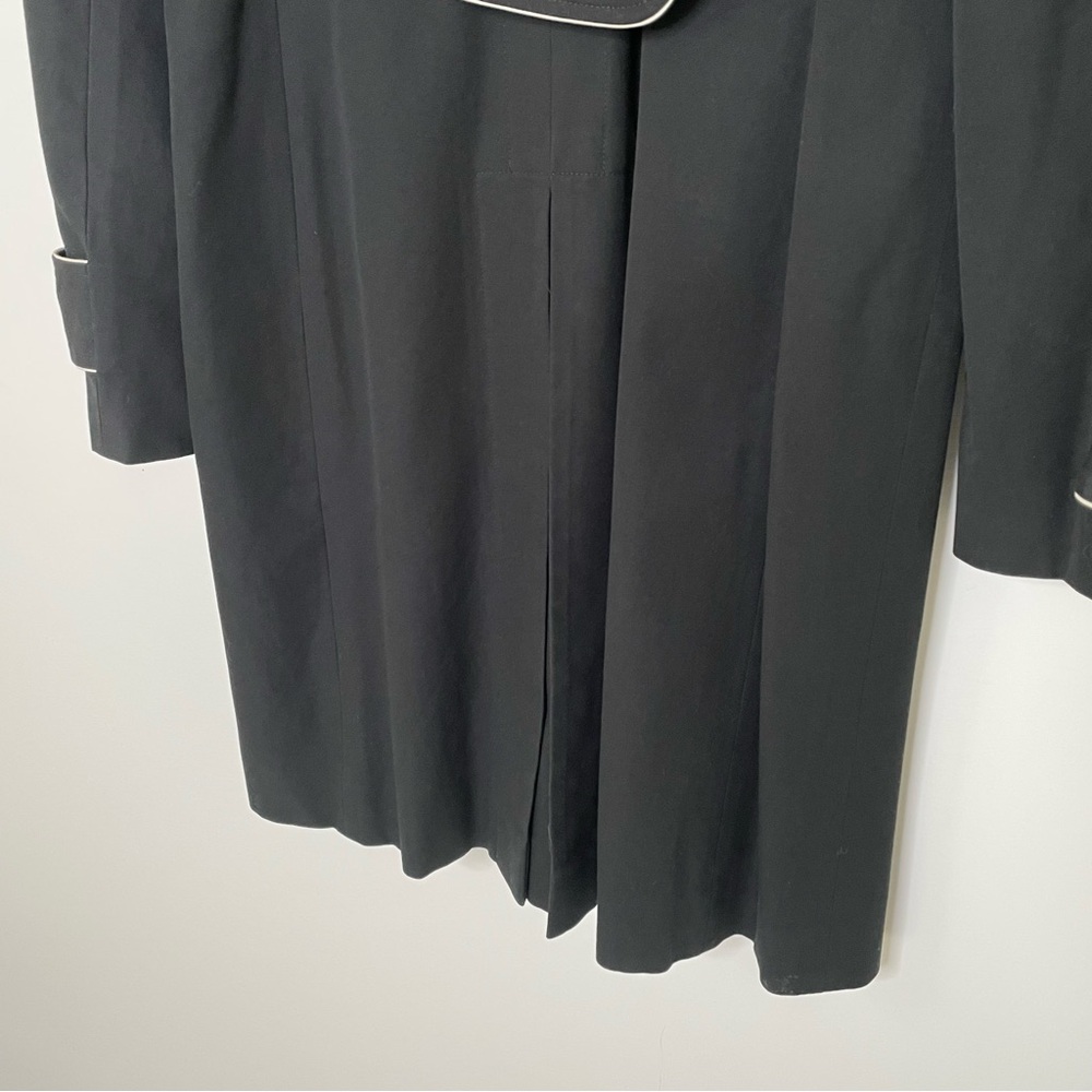 Elevated Minimalist | Black Knee-Length Trench w Off White Piping Trim | by Loft - Picture 13 of 16